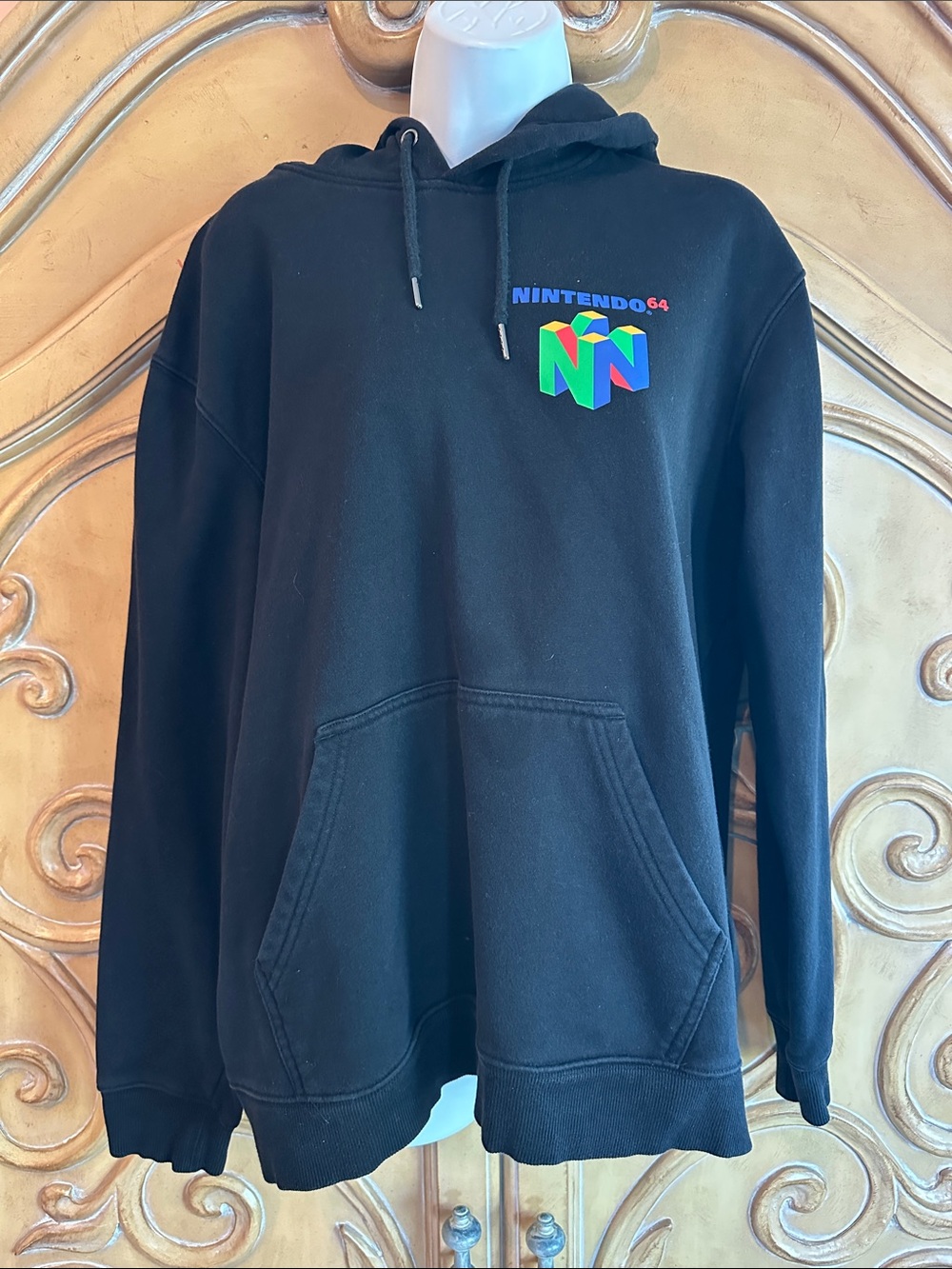 H&M Nintendo Black Hoodie with Multicolor N64 Logo